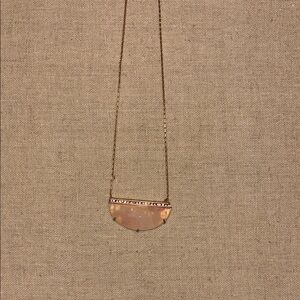 Stella & Dot Gold and Brown Necklace with Crescent Pendant